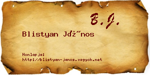 Blistyan János névjegykártya